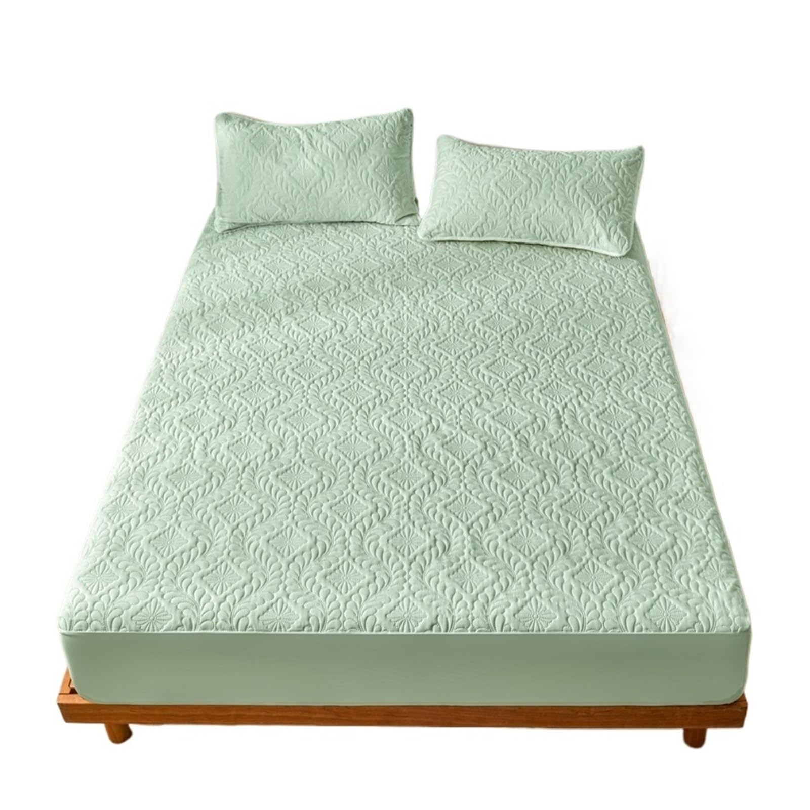 Mattress Protector 1PC Plain Mattresses Cover,Thickened Design,Dustproof, Breathable,All Seasons(Green,150x200cm)