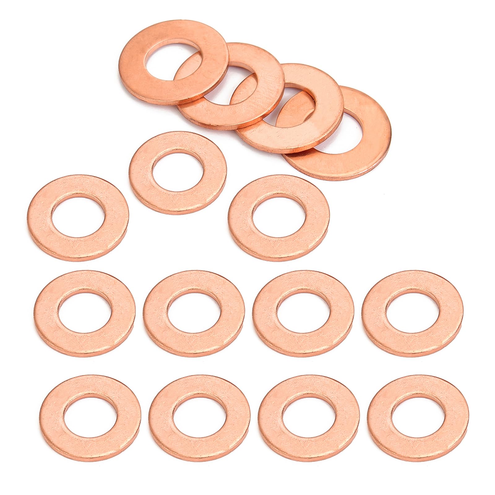 15-Pack 14mm Copper Engine Oil Drain Plug Gaskets Auto Oil Drain Plug Washer Gaskets Seals Replacement Compatible with