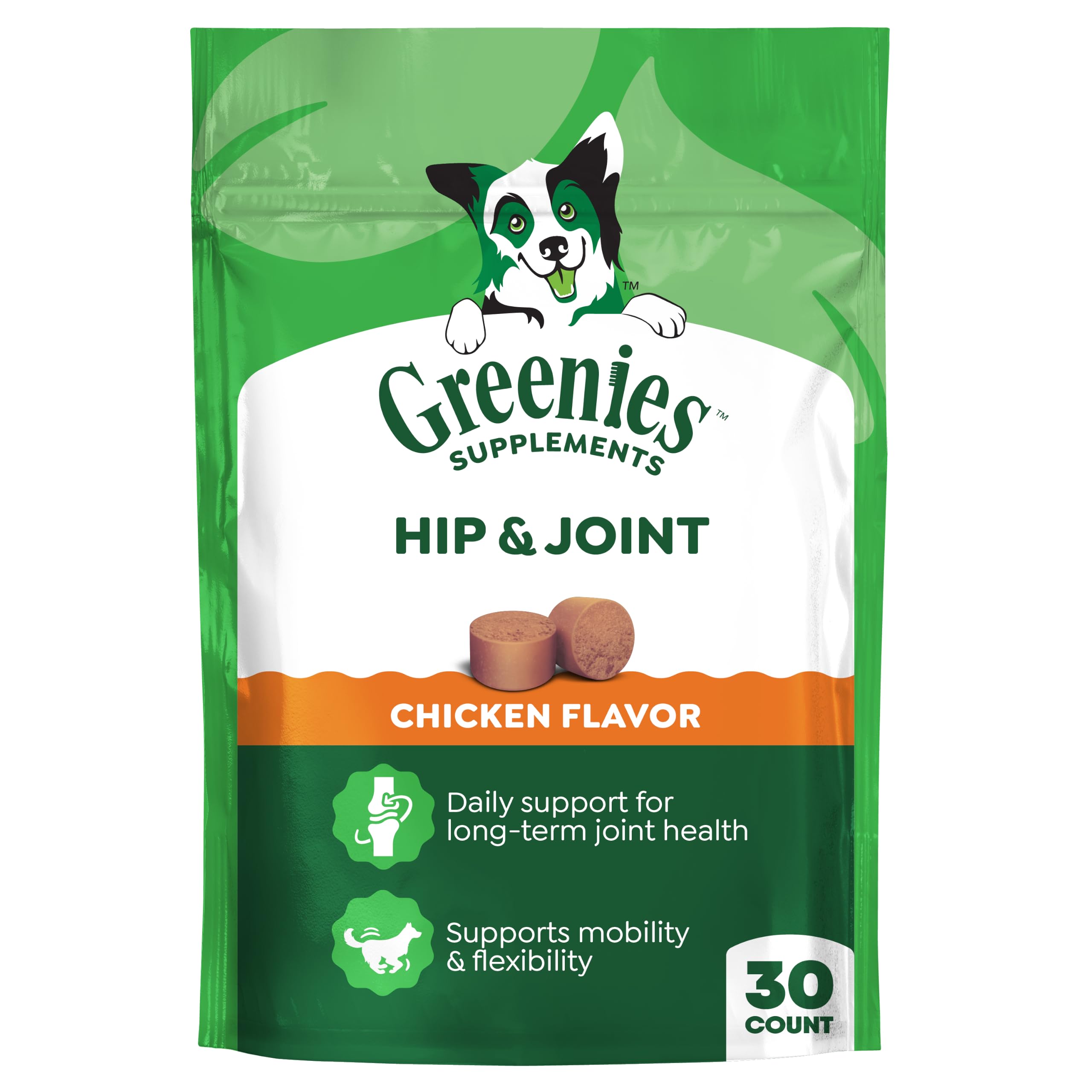 Greenies Supplements Hip & Joint Soft Dog Chews, Chicken Flavor, 30 Count