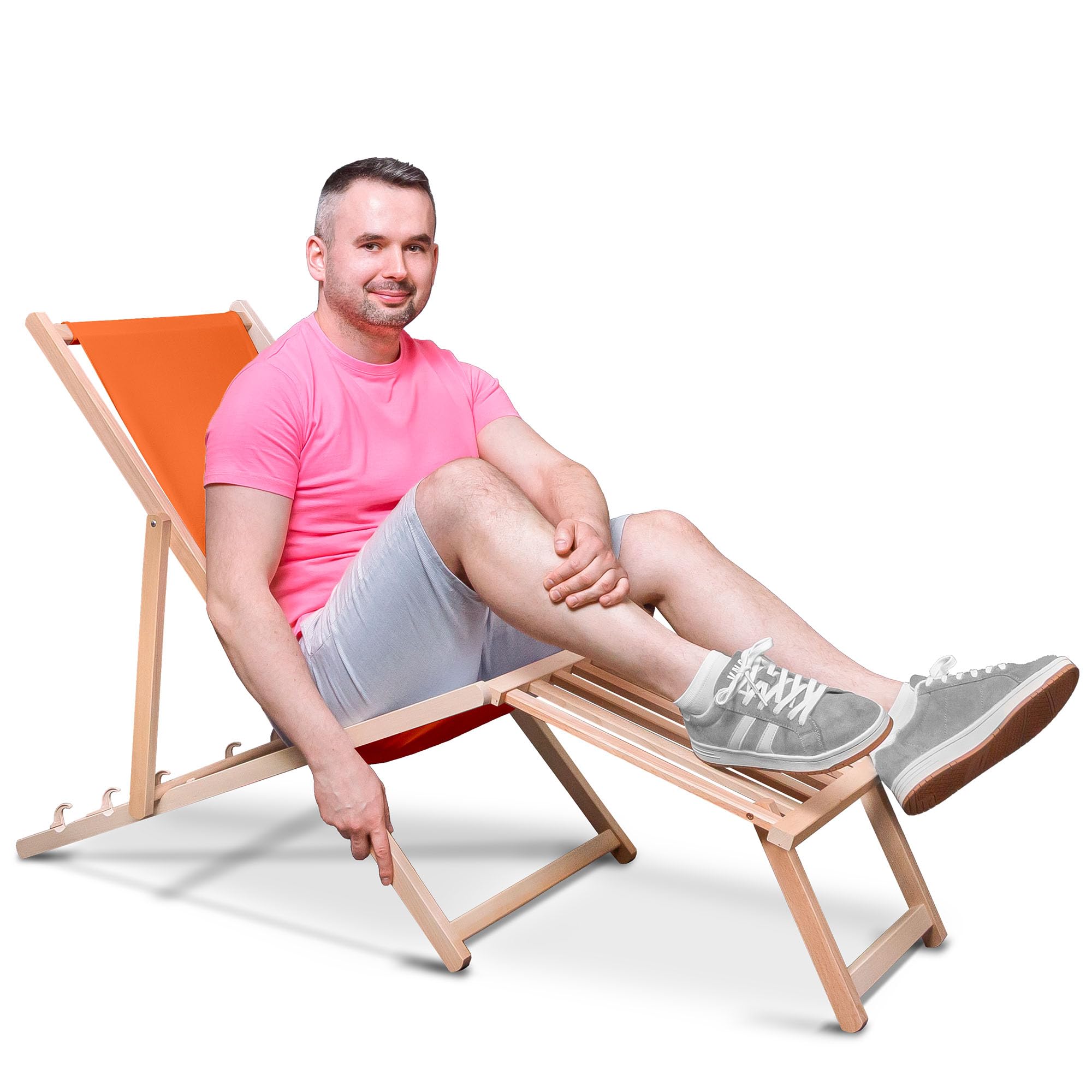 DreamRoots Klapp-Liegestuhl Aus Buchenholz – Cord-Gewebe, Bis 130 Kg Belastbar, 3-fach Verstellbar, Für Garten & Balkon