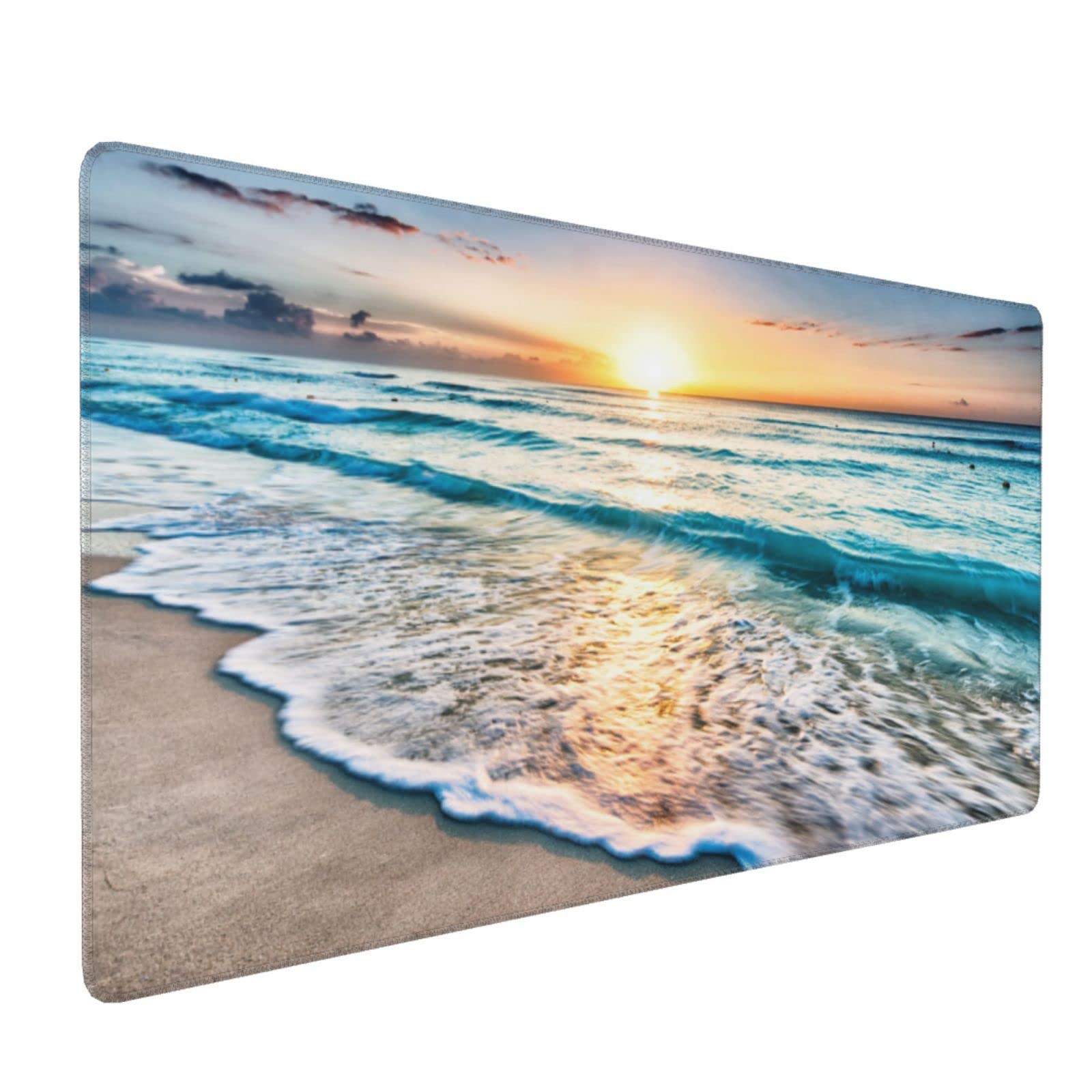 CANFLASHIONGaming Mouse Pad,Large Mouse Pads for Desk,Non-Slip Rubber Base Extended Mousepad,XXL Keyboard Mouse Mat,Stitched Edges Computer Keyboard Desk Pad,35.4x15.8inch,Beautiful Sunrise Beach