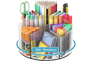 Rotating Acrylic Pen Holder Organizer for Desk Storage