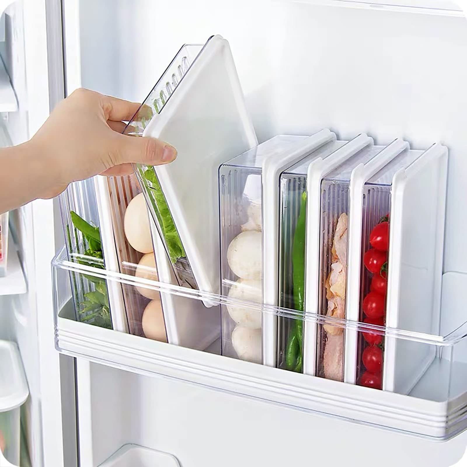 BAtlam 3 Paquetes de Caja de Almacenamiento apilable Transparente para Frutas y Verduras, Caja sellada para Alimentos de Cocina, Caja para congelador (tamaño: 450 ml) (450 ml)