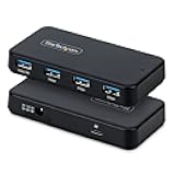 StarTech 4-Port USB-A Hub, 5Gbps, Self-Power Supply, 2-in-1 Host Cable (USB-C and USB-A), 1x BC 1.2 Charging Port, Includes 24 W Power Adapter, MacBook & Windows