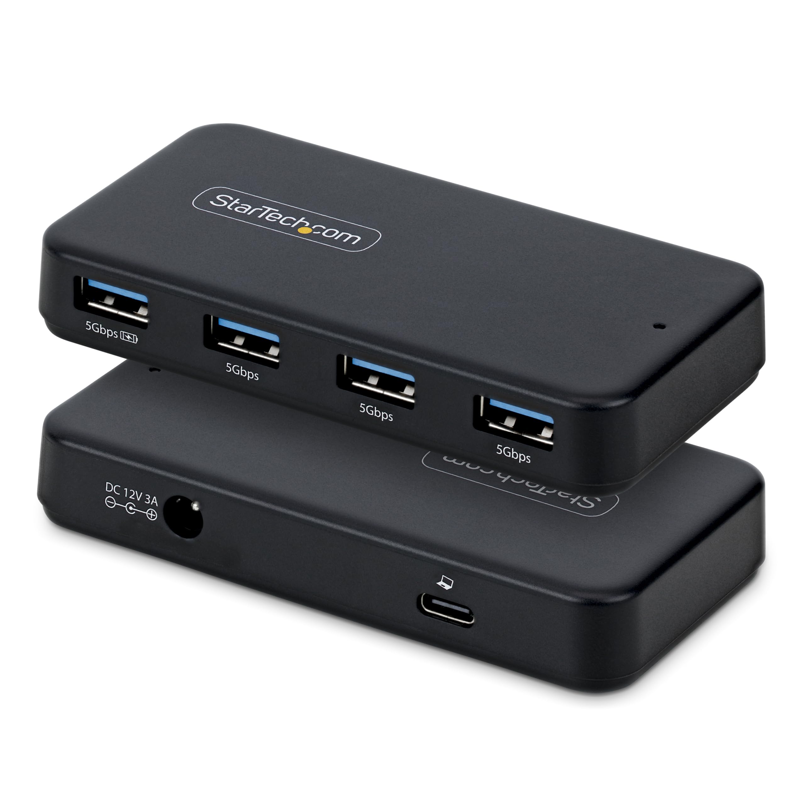 StarTech Hub USB-A a 4 Porte 5Gbps, Autoalimentato, 24W (ST4300USB3V2-UE) | Cavo USB-C/USB-A 2-in-1, Porta di Ricarica BC 1.2, Alimentatore 24W