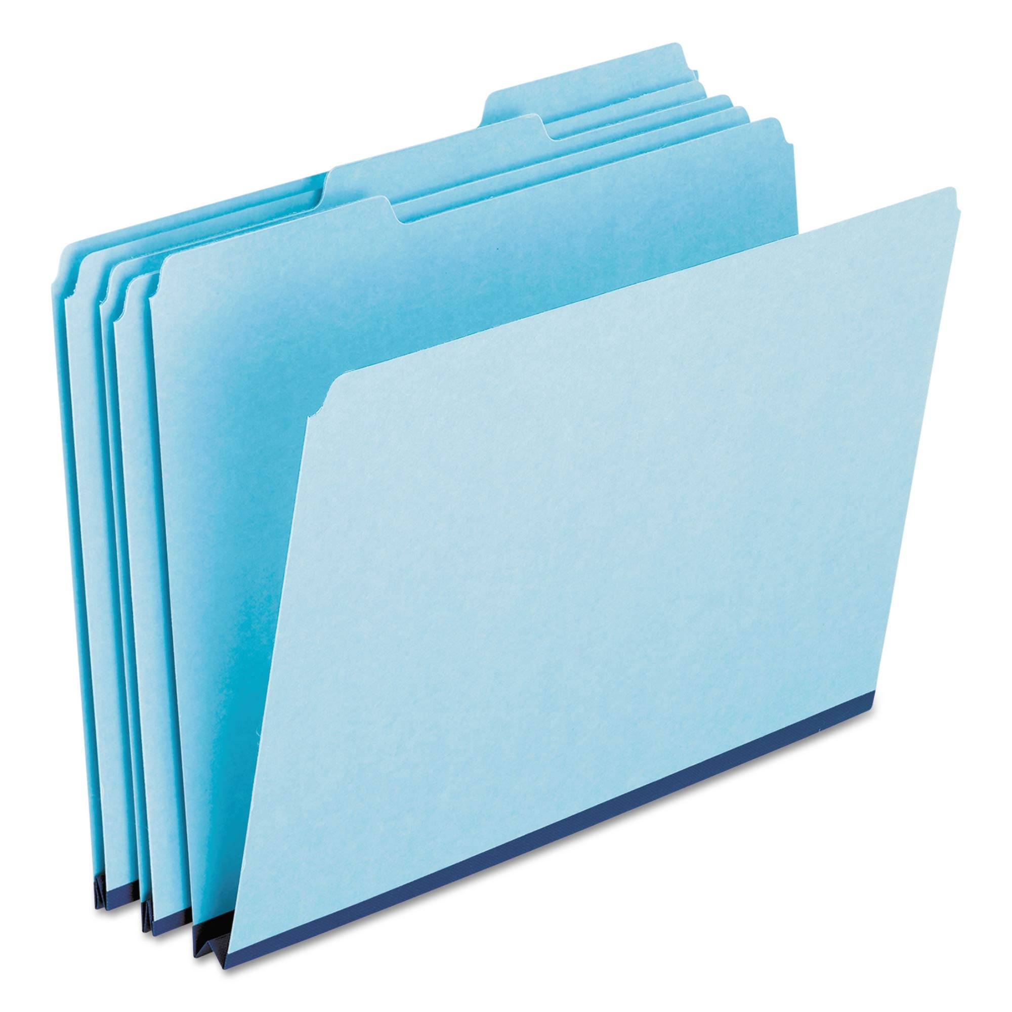 Pressboard Expanding File Folders, 1/3-Cut Tabs: Assorted, Letter Size, 1" Expansion, Blue, 25/Box