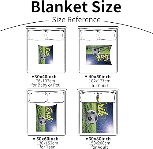 Miniatura 4 de Manta suave personalizada con diseño de pelota de bebé manta personalizada de diseño de fútbol para niños con nombre y número - Regalos de ropa de