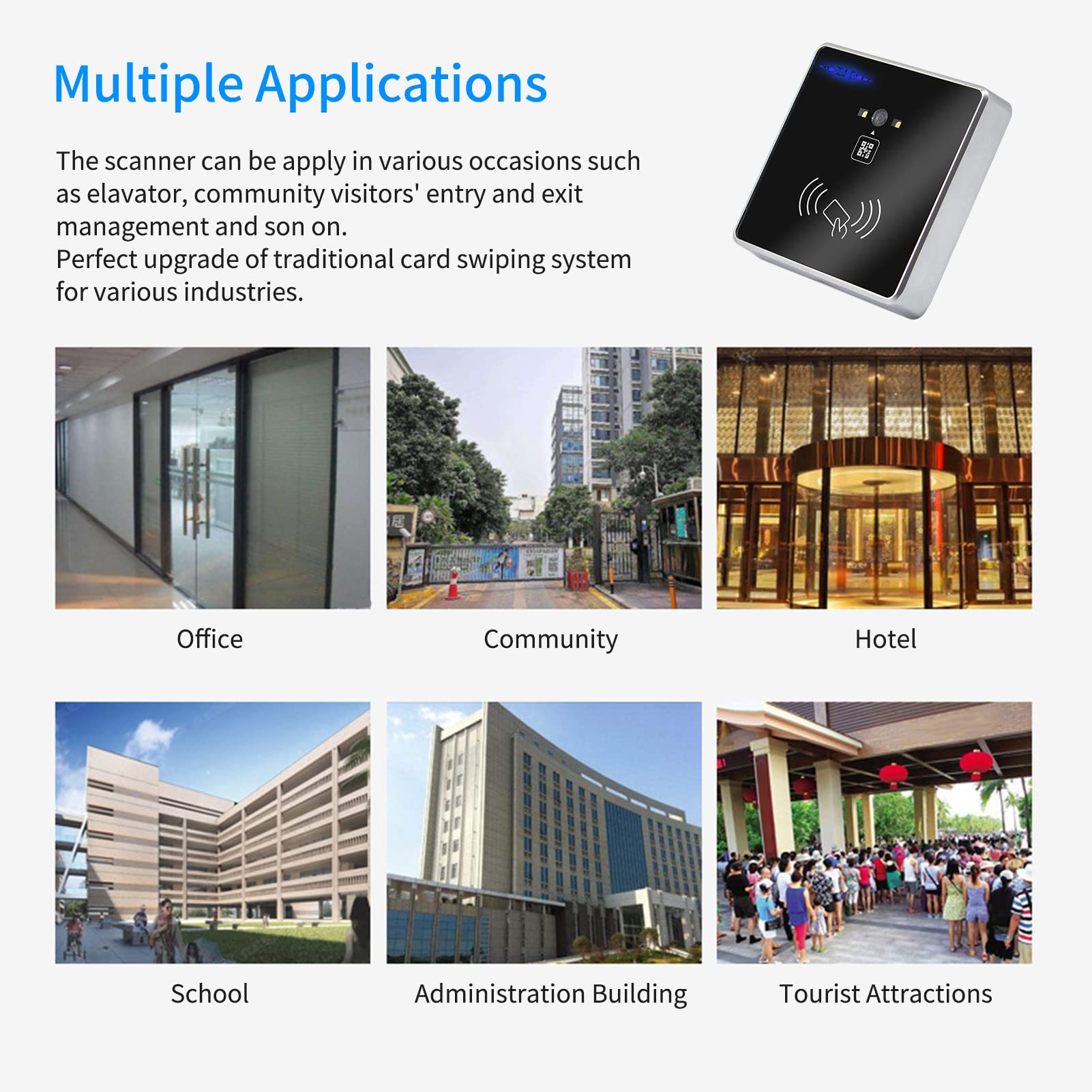 Sunydog RFID Access Control Card ReaderEmbedded 1D 2D Barcode Scanner QR Bar Code RFID Card Reader Wiegand Connection Self-Induction for Gate Machine Tickets Checking Mobile Screen - Image 4