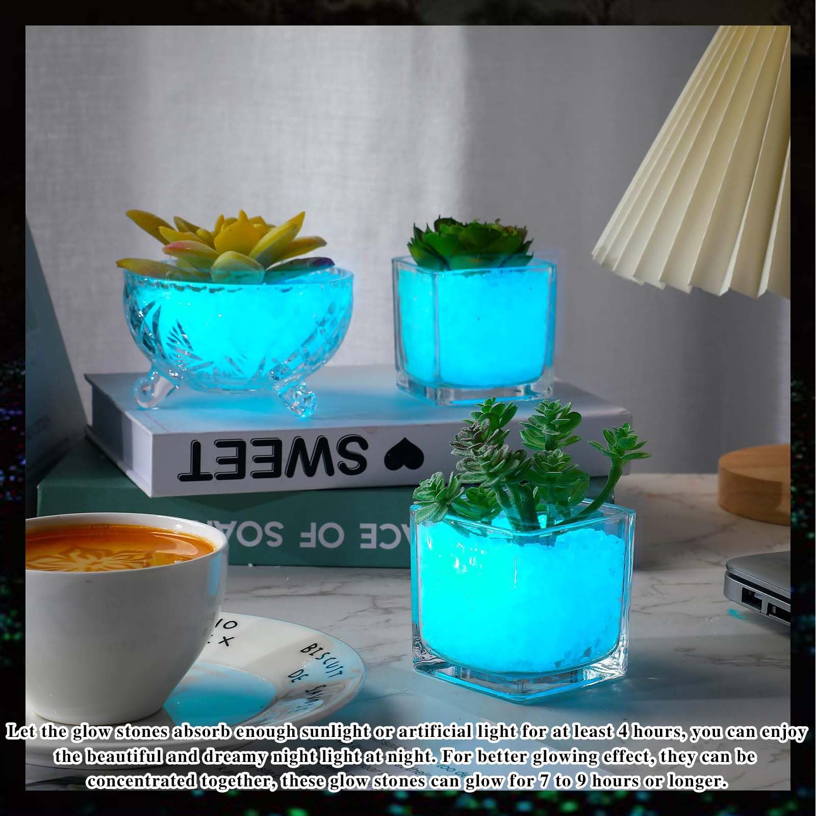 10000 pezzi che si illuminano al buio sassi da giardino, ghiaia per giardino, decorazioni acquario, pietre da giardino, sassolini decorativi Ideale per decorare cortili o interni(Blu)