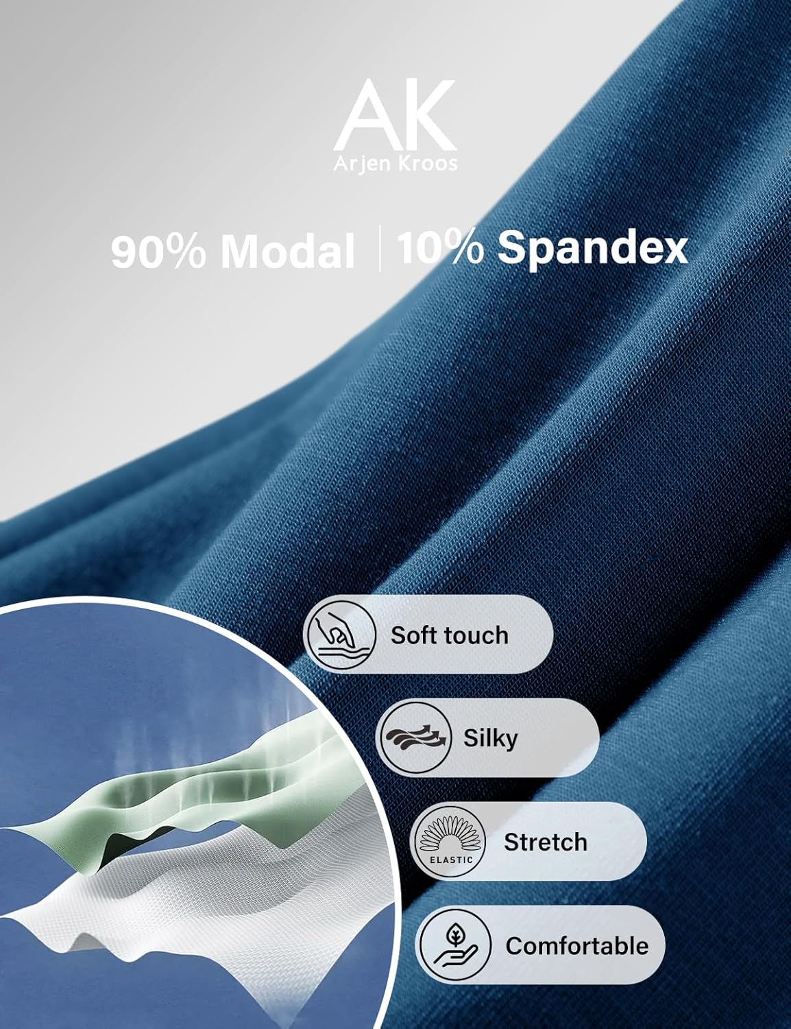 Arjen Kroos Men's 4 Pack Ultra Soft Modal Trunks Underwear Breathable Seamless Underpants - Image 3