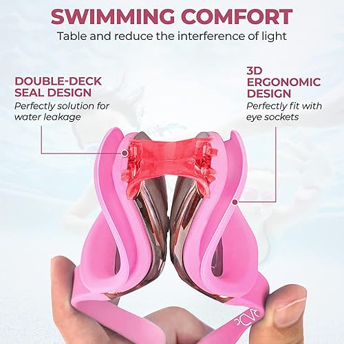 Miniatura 5 de Gafas de natación para niños, 2 paquetes de gafas de natación para niños y niñas de 4 a 16 años