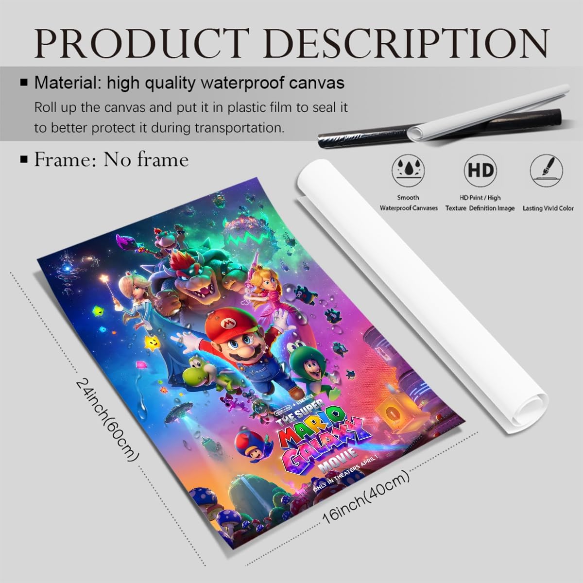 COMOR The Super Mario Galaxy Poster For Fans Kids Room Bedroom Wall Decor-Movie Mario Posters Canvas Prints Picture For Teen Boy Girls Gifts — view 6