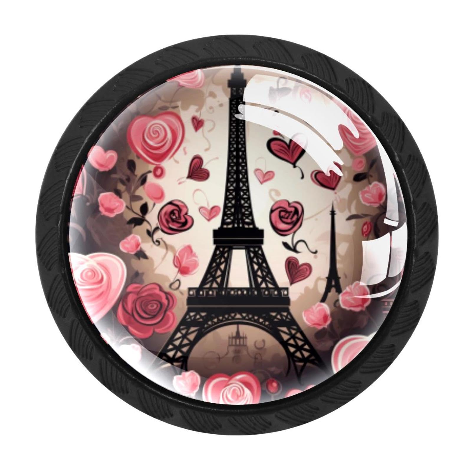 Chenzzzz Multicolored 13 4 Pcs Eiffel Tower Valentine's Day Crystal Glass Cabinet Knob Drawer Pull Handle For Kitchen Cupboard Dresser Wardrobe Etc