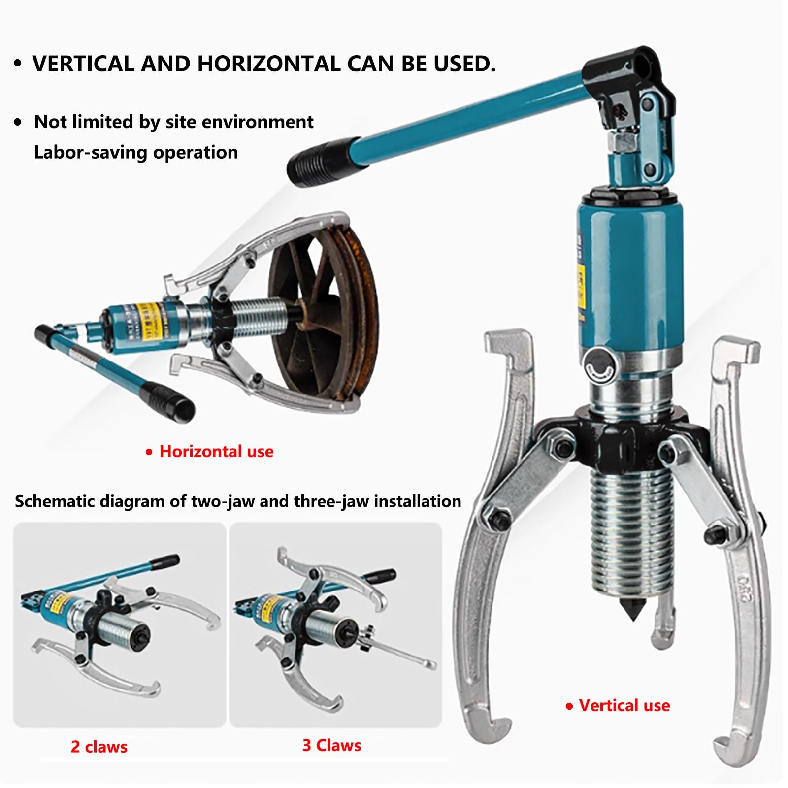 Hydrauliczny zestaw ściągacza przekładni, przemysłowe narzędzie separatora rezystancji do wydajnego usuwania łożysk, kół pasowych, kół pasowych, kół zębatych i kierownicy (5 t)