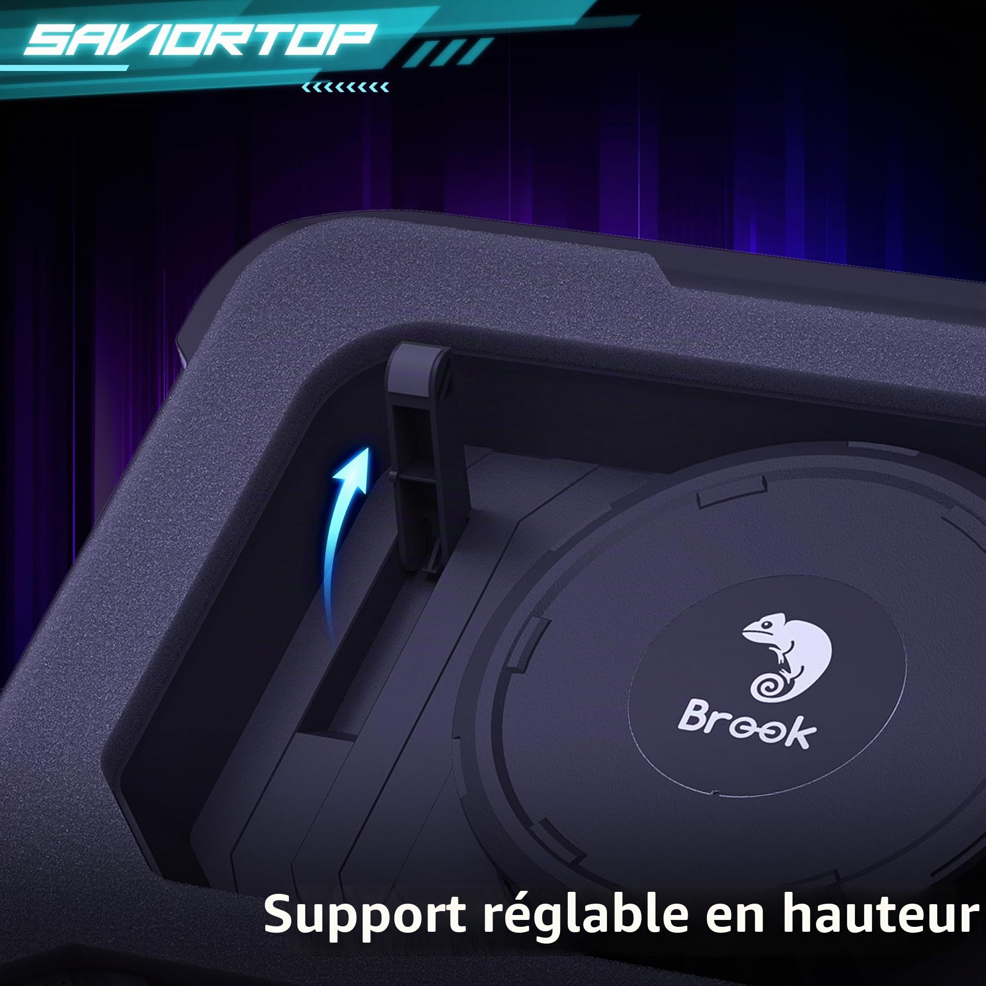 Brook Saviortop Tapis de refroidissement pour ordinateur portable – Refroidisseur pour ordinateur portable haute vitesse 3500 tr/min avec ventilateur turbo, support de refroidissement RVB pour