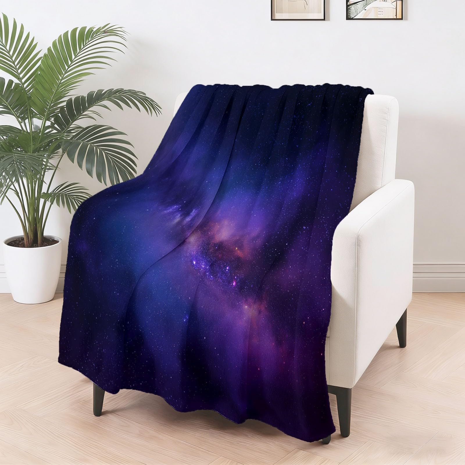 Galaxis Koc polarowy, przytulny, mglisty, nocne niebo, wszechświat, super miękki, lekki koc na sofę, koc na porę roku, ciemnofioletowy, ciepły, pluszowy obrus na łóżko, kanapę, fotel, kemping, 200 x