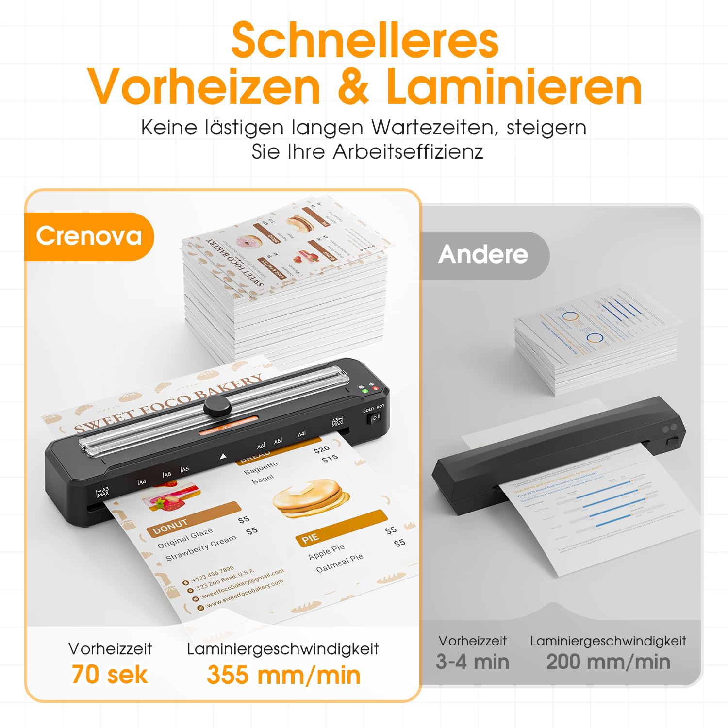 Cenova Laminiergerät A3, 4 in 1 Laminiergerät mit 10 Laminierfolien für A3/A4/A5/A6, Heiß und Kalt Laminiergerat Set mit Papierschneider und Eckrunde