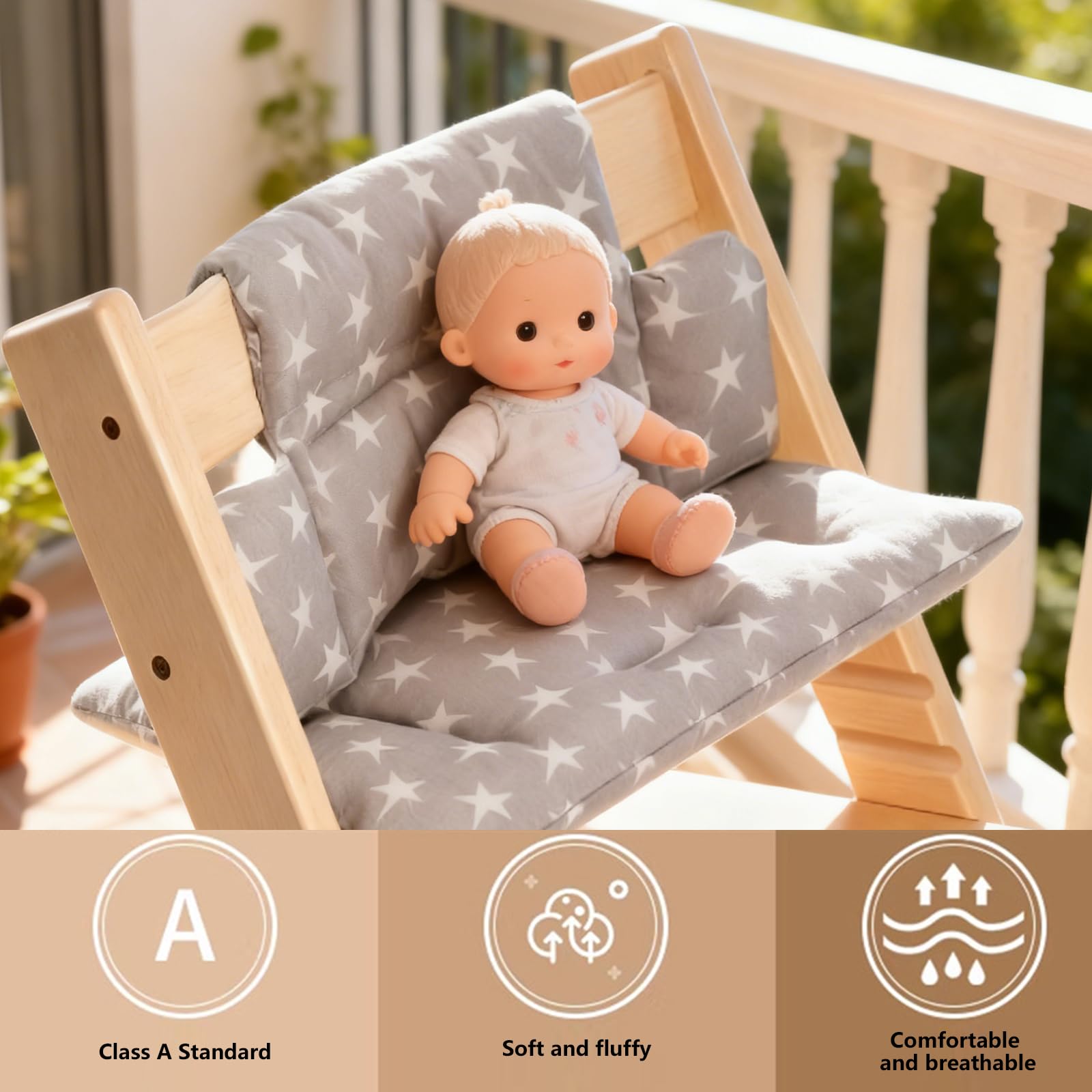 Juego de cojines antideslizantes para trona, 2 piezas, para trona Stokke Tripp Trapp, algodón orgánico, funda de repuesto con cierre de para bebés y niños