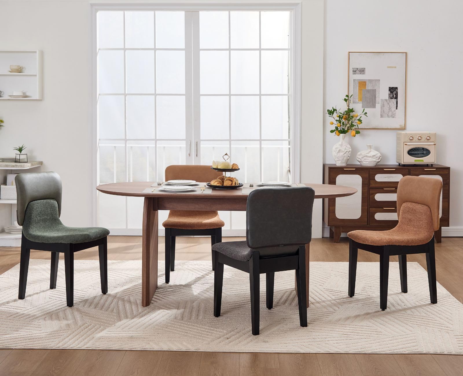 Ya-Home Juego de 2 Sillas de Comedor Silla Cocina Patas de Madera,Marrón