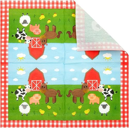 Miniatura 8 de Juvale Suministros para fiesta de cumpleaños de granero de 144 piezas, sirve platos de 24, 9 pulgadas y tazas de 9 onzas, diseño de animales de