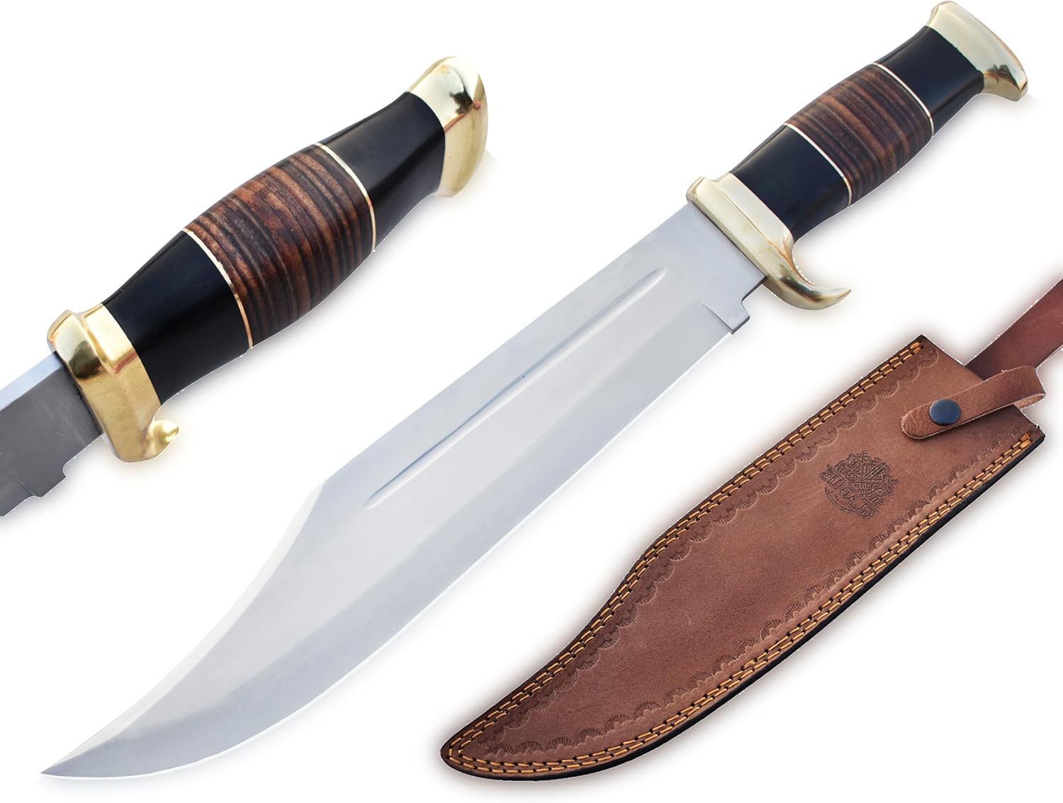 17-Inch Premium High Carbon Steel Crocodile dundee knife - 11.5 Inch Exceptionally Sharp Fixed Blade with 5.5 Inch Handle for Hunting and Self-Defense