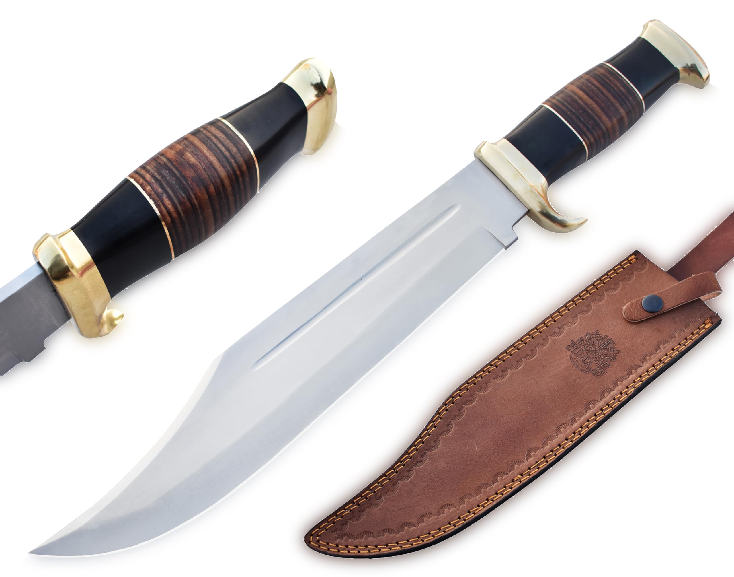 GLADIUS CRAFTS 17-Inch Premium High Carbon Steel Crocodile dundee knife - 11.5 Inch Exceptionally Sharp Fixed Blade with 5.5 Inch Handle for Hunting and Self-Defense