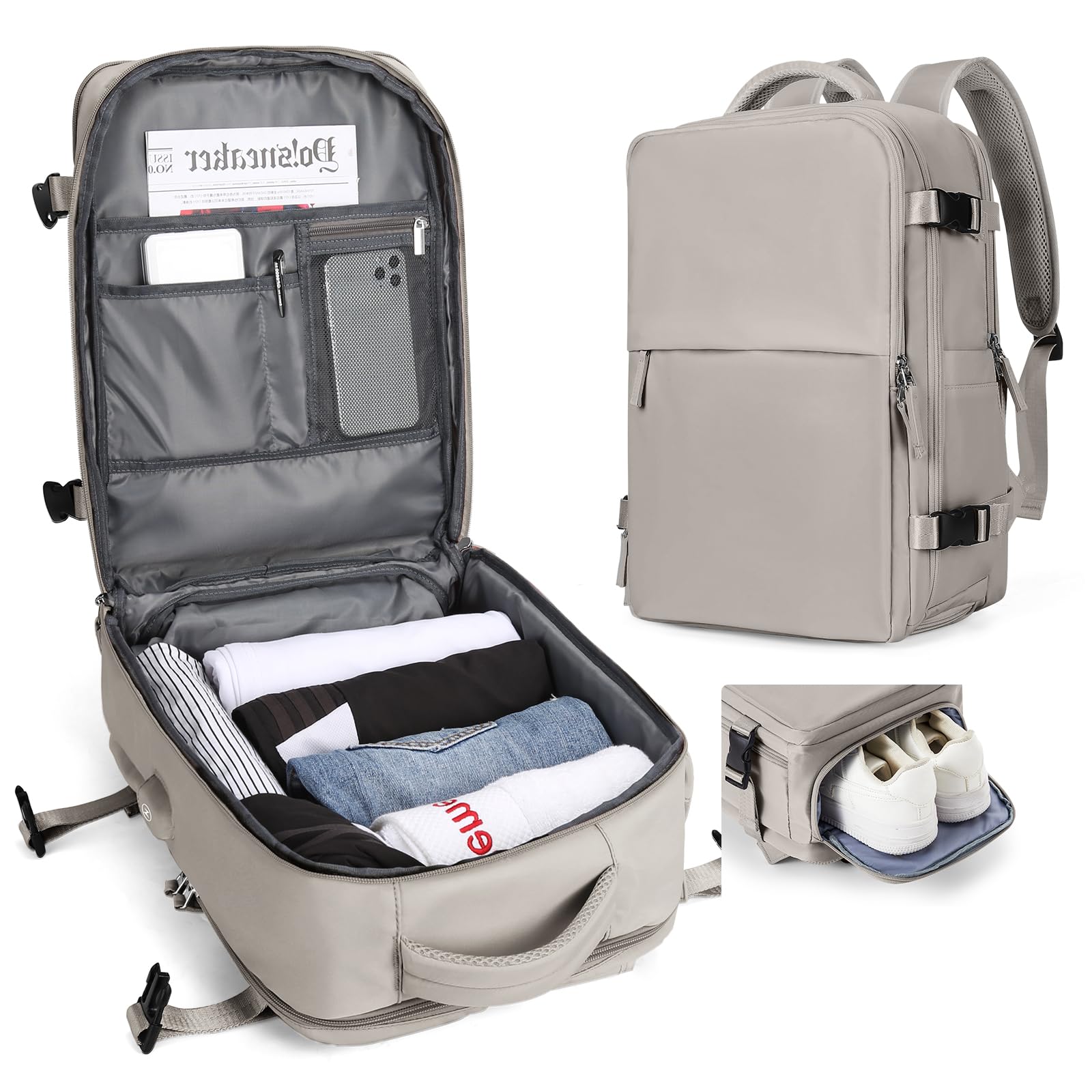 SZLX Zaino Ryanair 40x20x25 Bagaglio a Mano Borse da Cabina per Easyjet 45x36x20 Zaino da Viaggio Donna con Porta Ricarica USB, Borsa da Viaggio Impermeabile Casual Daypack Adatto a PC da 14 Pollici
