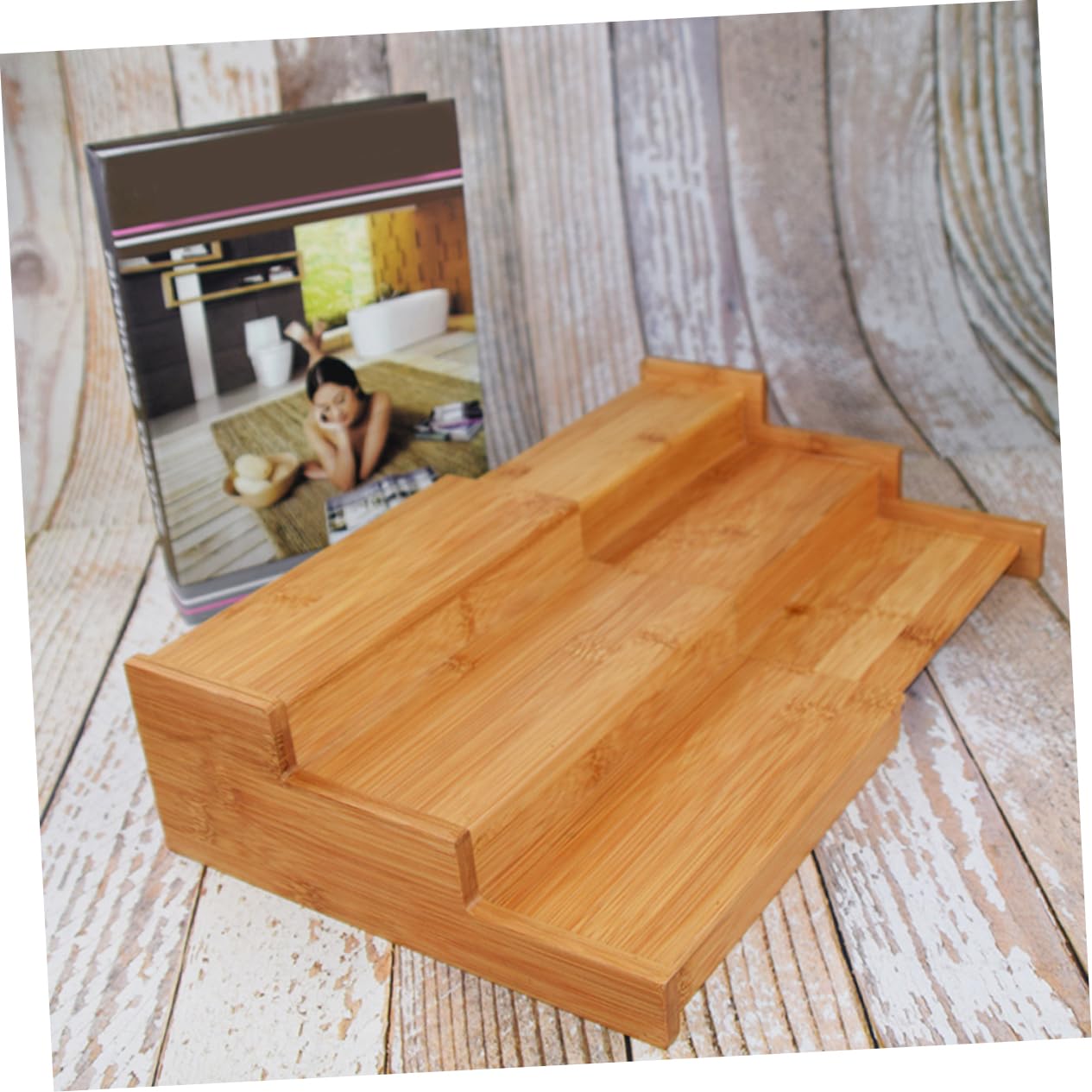 Cabilock Étagère à Épices Bambou Télescopique 3 Niveaux Cuisine | Petit Format, Étagère Extensible, Usage Comptoir, Adaptée aux Placards