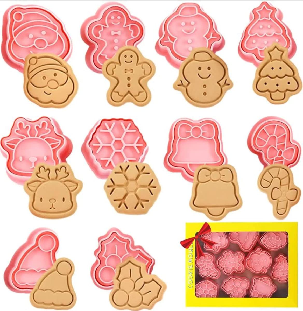 Sponsored Ad – JKWINS 10 Pieces Christmas Cookie Cutters Snowman, Elk, Christmas tree Socks Mini Christmas Cookie Stamps Christmas Shapes 3D Plastic Cookie Cutters for Kids Fondant Cookie Baking