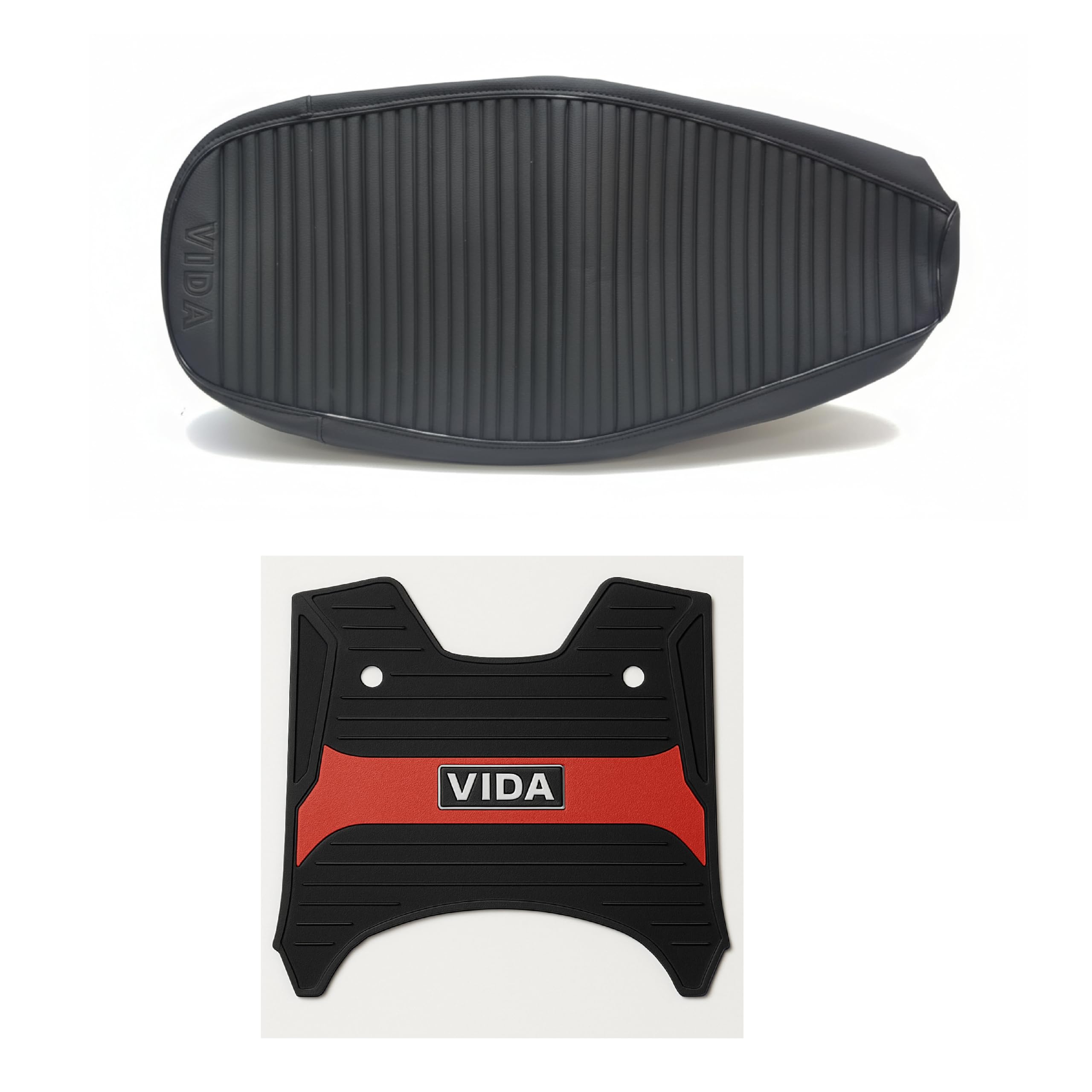 R.J.VON - Prime Quality Seat Cover with 3D Footmat RED/Black for Hero VIDA VX2 2025 GO, VIDA VX2 Plus-image-26
