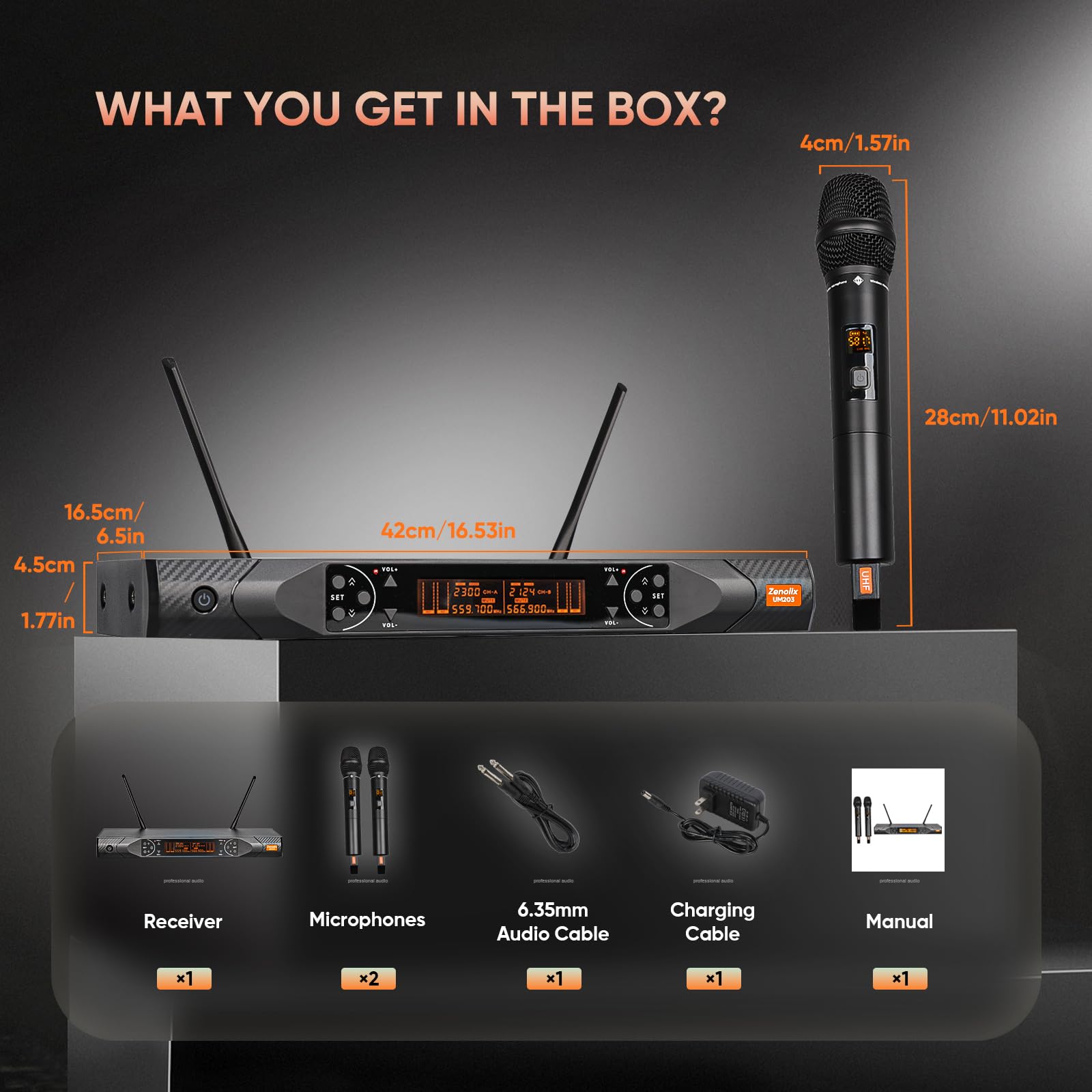 Bezprzewodowy system mikrofonowy, metalowy podwójny UHF, bezprzewodowy, ręczny dynamiczny zestaw mikrofonów do karaoke, automatyczne skanowanie, długi zasięg, 60 m, do śpiewania w domu,