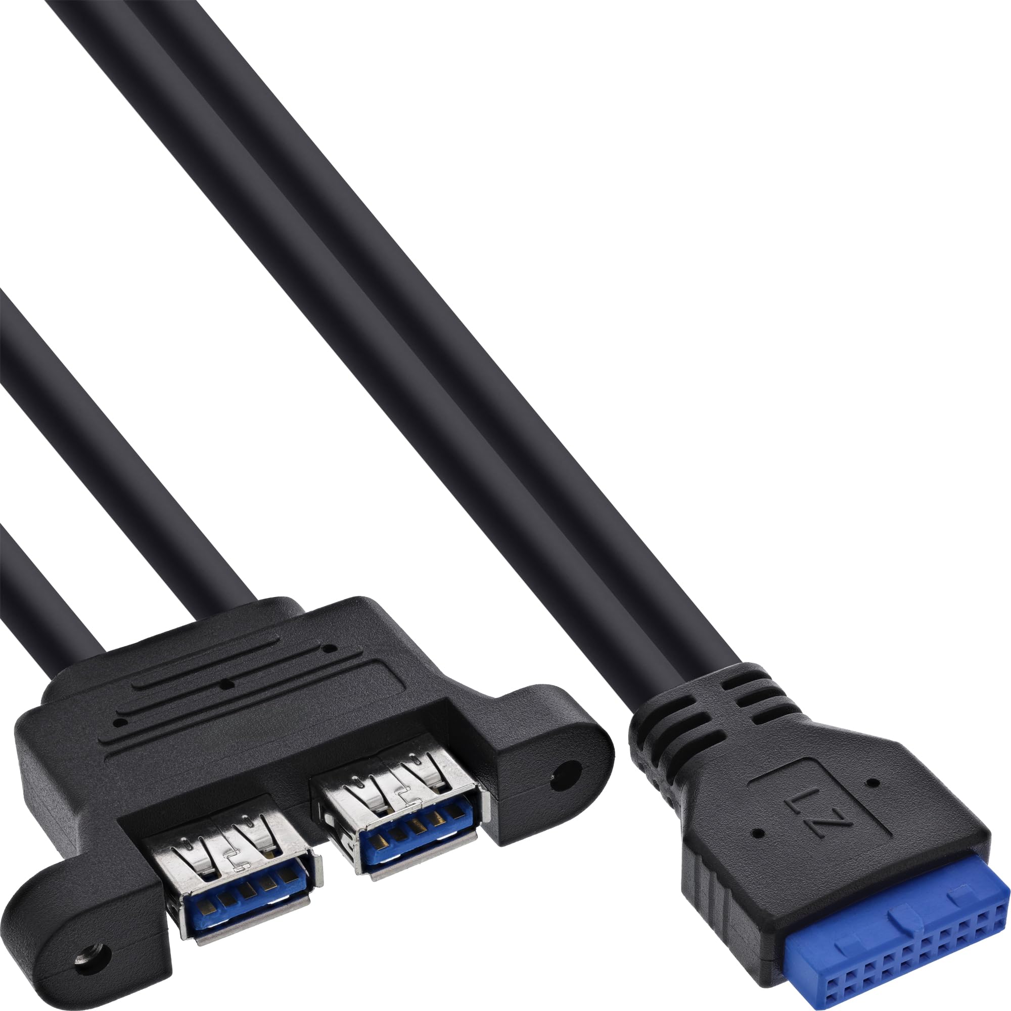 InLine USB 3.2 Gen.1 Kabel 19 Pin auf 2x USB-A Buchse – Interner Mainboard Header Adapter 0,45 m