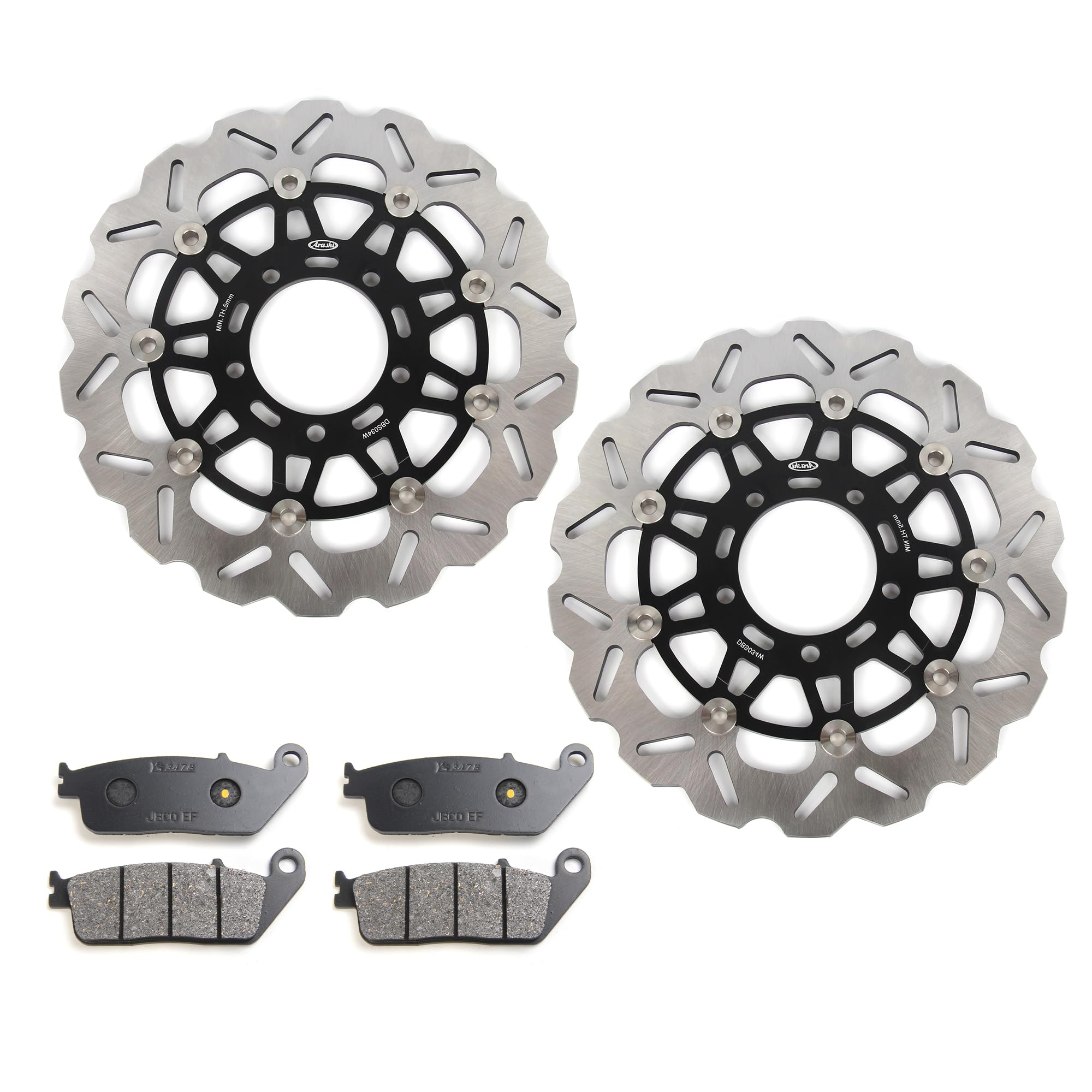 Arashi Kit dischi e pastiglie per freni anteriori per Kawa.saki Z750 2007-2011 ABS Accessori di ricambio Nero