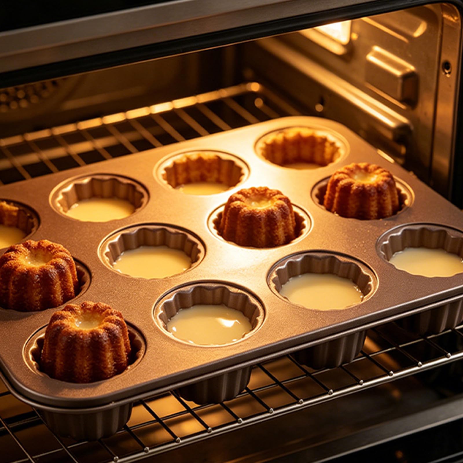 Praktische Backform aus Karbonstahl, Cannele Backwerkzeug für Canneles mit gleichmäßiger Wärmeverteilung, Kochen von Backgeschirr