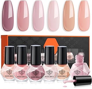 modelones Nail Polish Set 6 Colors Neutral Nude Pink Fall Winter Quick D...