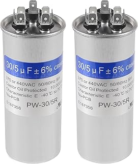 UMLIFE 2PACK 30+5uF 30/5MFD Â±6% 370V/440V CBB65 Dual Run Circular Start Capacitor for Condenser Straight Cool or Heat Pump Air Conditioner or AC Motor and Fan Starting