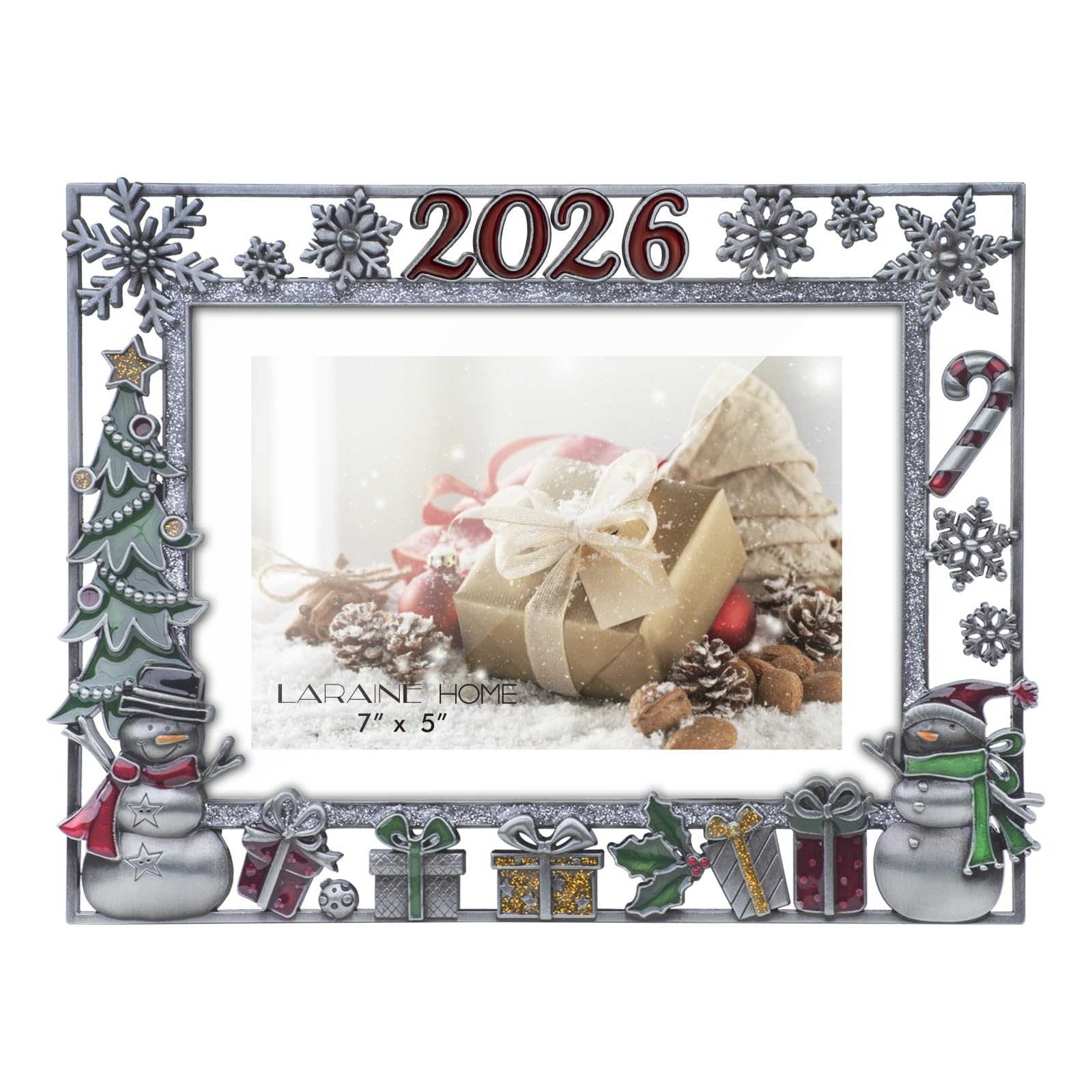 Silver Christmas Photo Frame - 5x7 Metal -8 Silver Christmas Photo Frame - 5x7 Metal -8