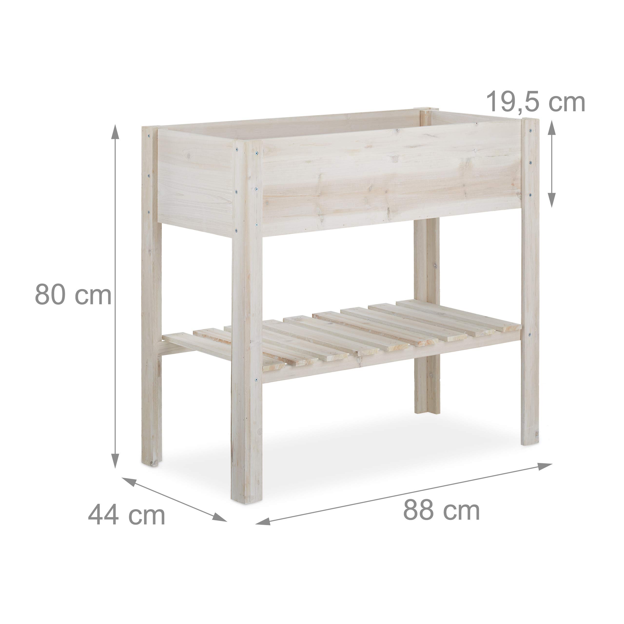 Relaxdays Huerto Urbano, Terraza, Balcón & Jardín, Tiesto Grande, Madera, 80x88x44 cm, Blanco