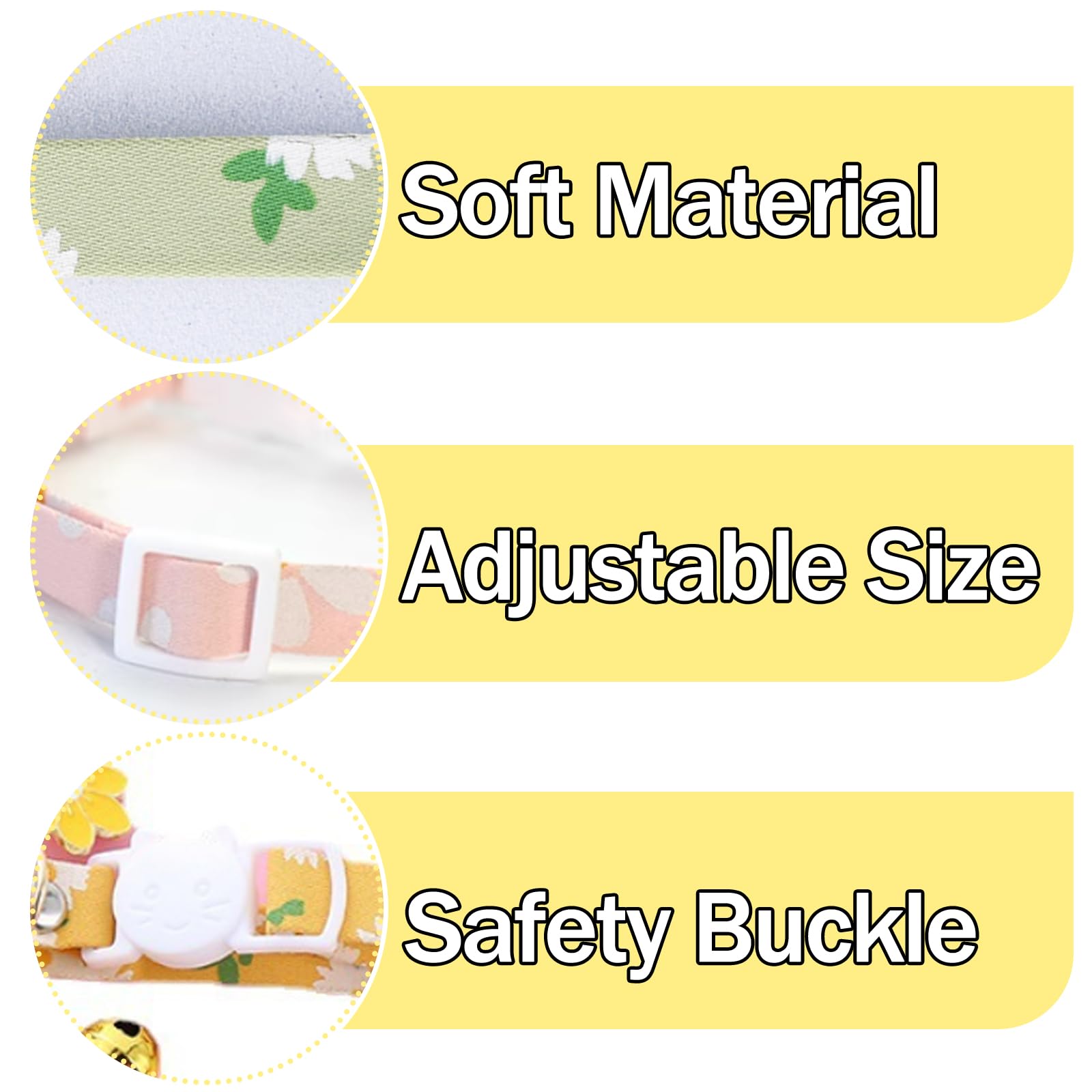JSTHHTT 4PCS Cat Collars with Bells, Adjustable Kitten Collars, Safety Release Buckle, Removeable Bell - Image 3