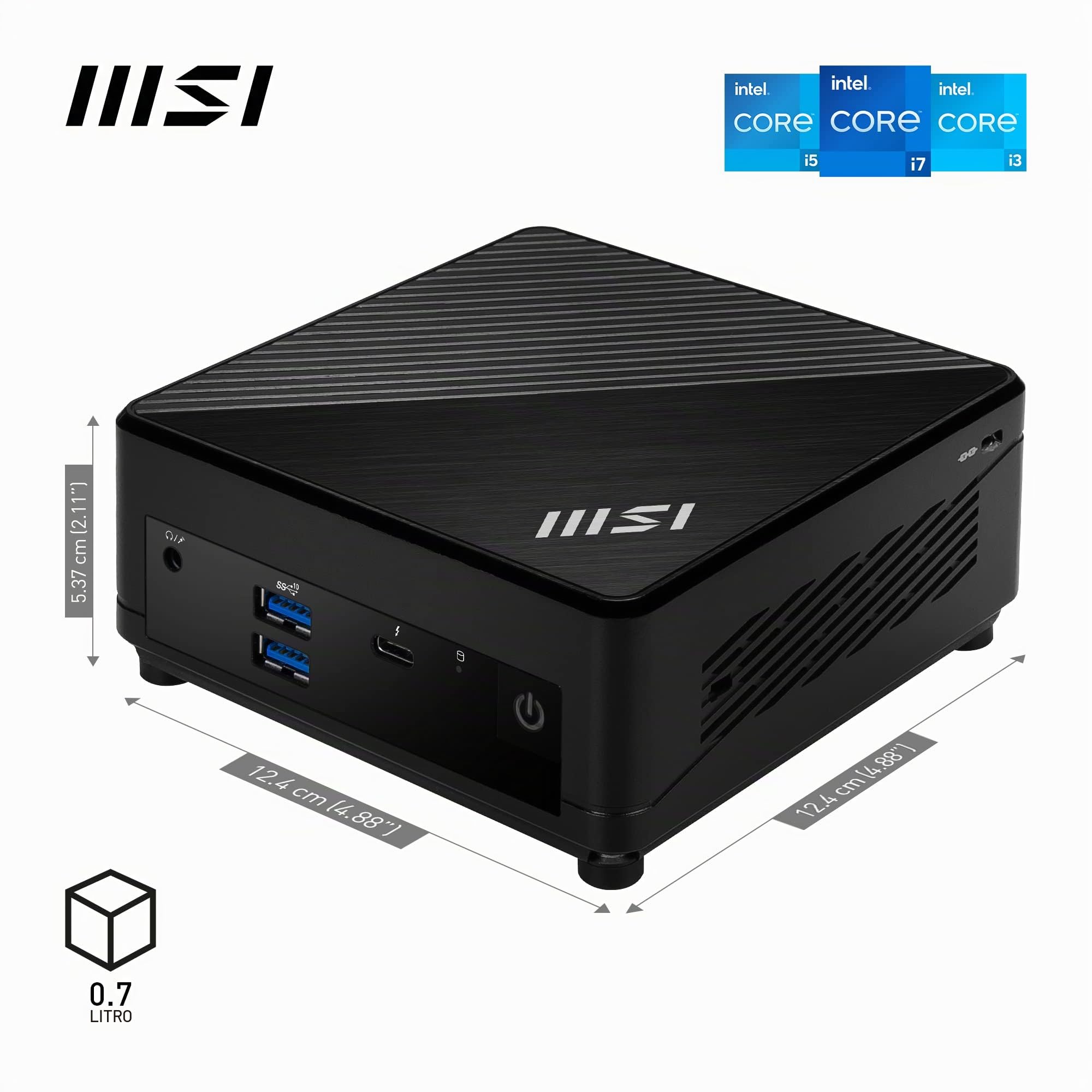MSI Barebone Cubi 5 12M-022BDE MFF - i3-1215U, Intel Iris Xe Grafik, 2x DDR4 SO-DIMM, 1x M.2, 1x 2,5", WIFI6E, BT 5.3