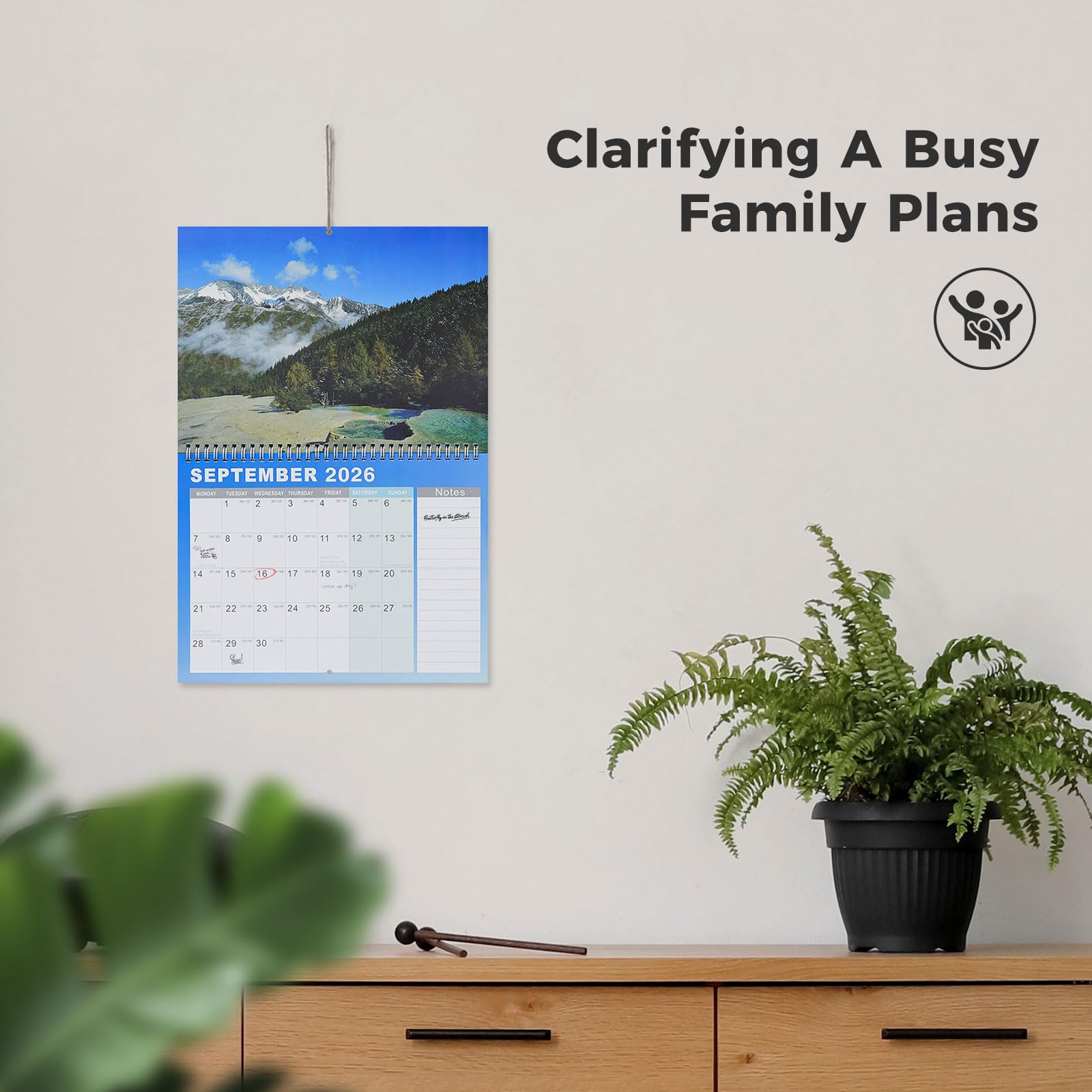 A3 Family Calendar 2025 Wall Calendar,July 2025 to December 2026,Monthly Planner 18 Months Large Hanging with Lanyard and Stickers, 42 30 CM (Island Landscape) - Image 2