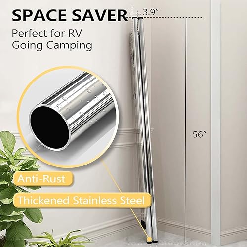 Miniatura 4 de URYAN Estante de secado de ropa de 63 pulgadas, de acero inoxidable resistente, plegable, para interiores y exteriores, estante de secado portátil,