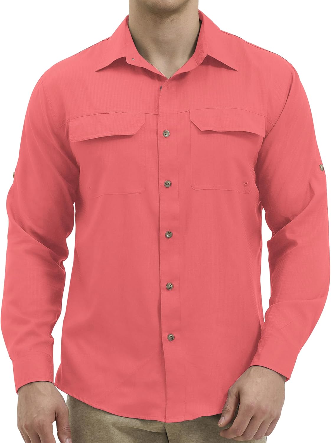 Mens Long Sleeve Sun UV Protection Shirt Cooling Quick Dry Fishing Shirts for Travel Outdoor Camping Hiking UPF 50+