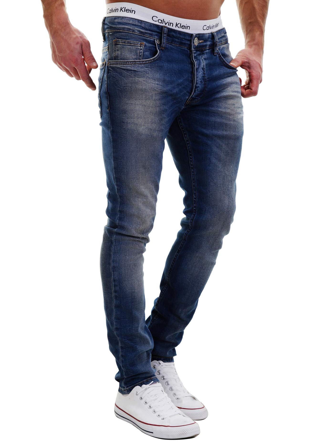 MERISH Jeans Herren Slim Fit Stretch Jeanshose Designer Hose Denim 9148-2100 - 1