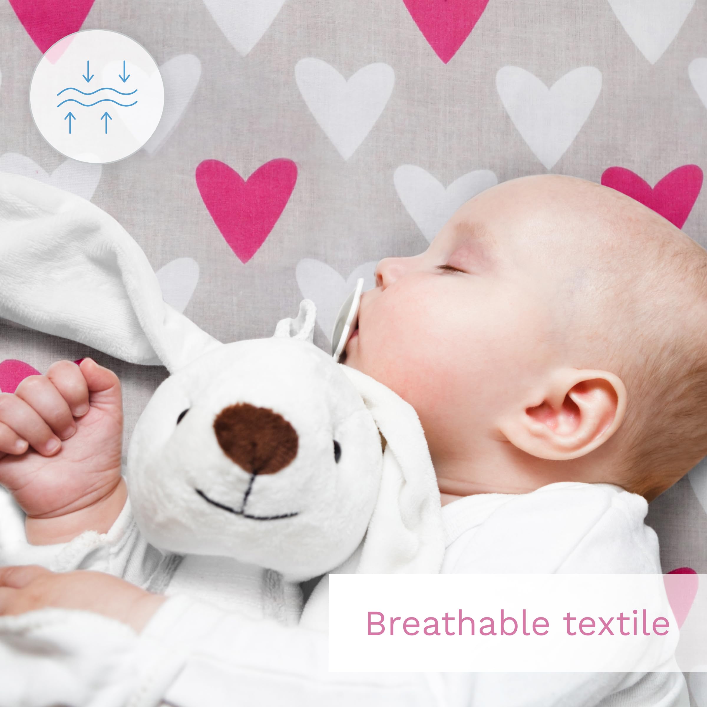 Baby Comfort Parure de lit 2 pièces pour bébé et enfant 80 x 70 cm avec housse de couette et taie d'oreiller 12 mois et plus (cœurs roses)