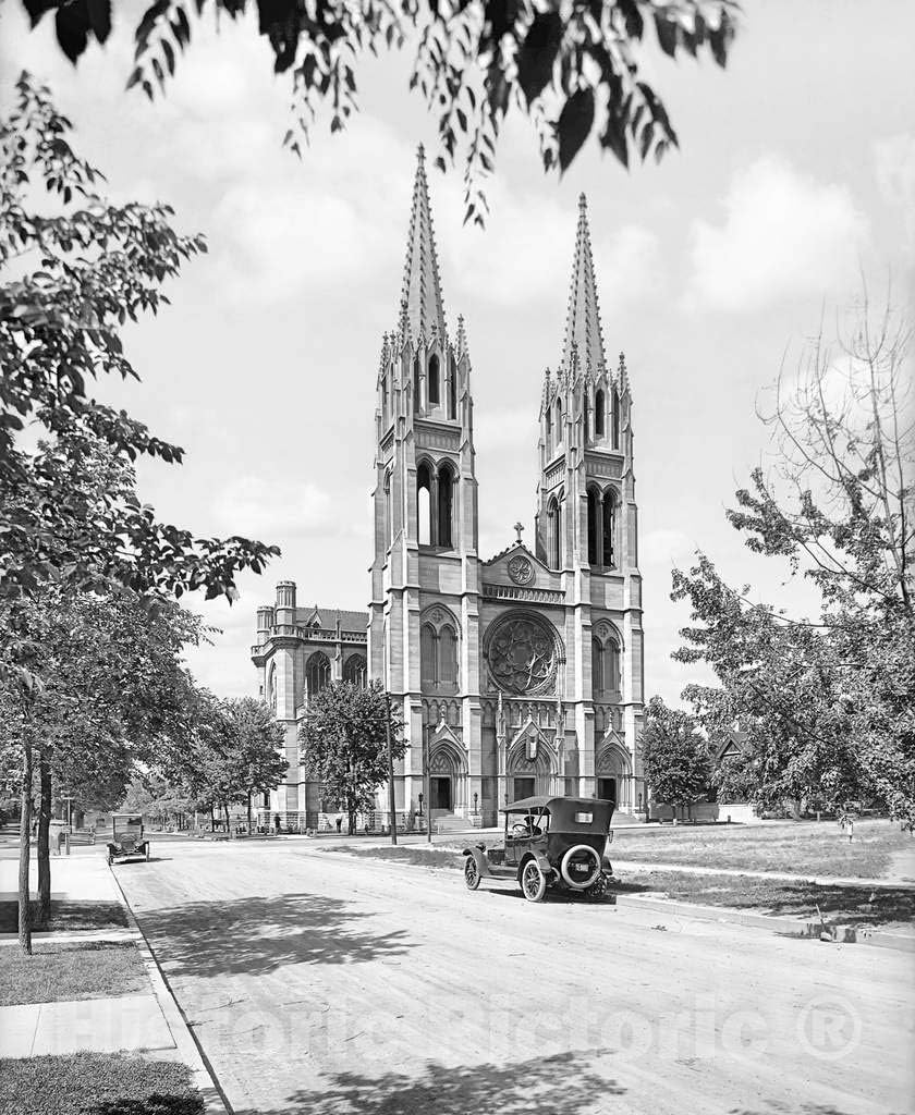 Restored Black & White Photo - Historic Denver, Colorado - Basilica of the Immaculate Conception, c1925-24in x 30in