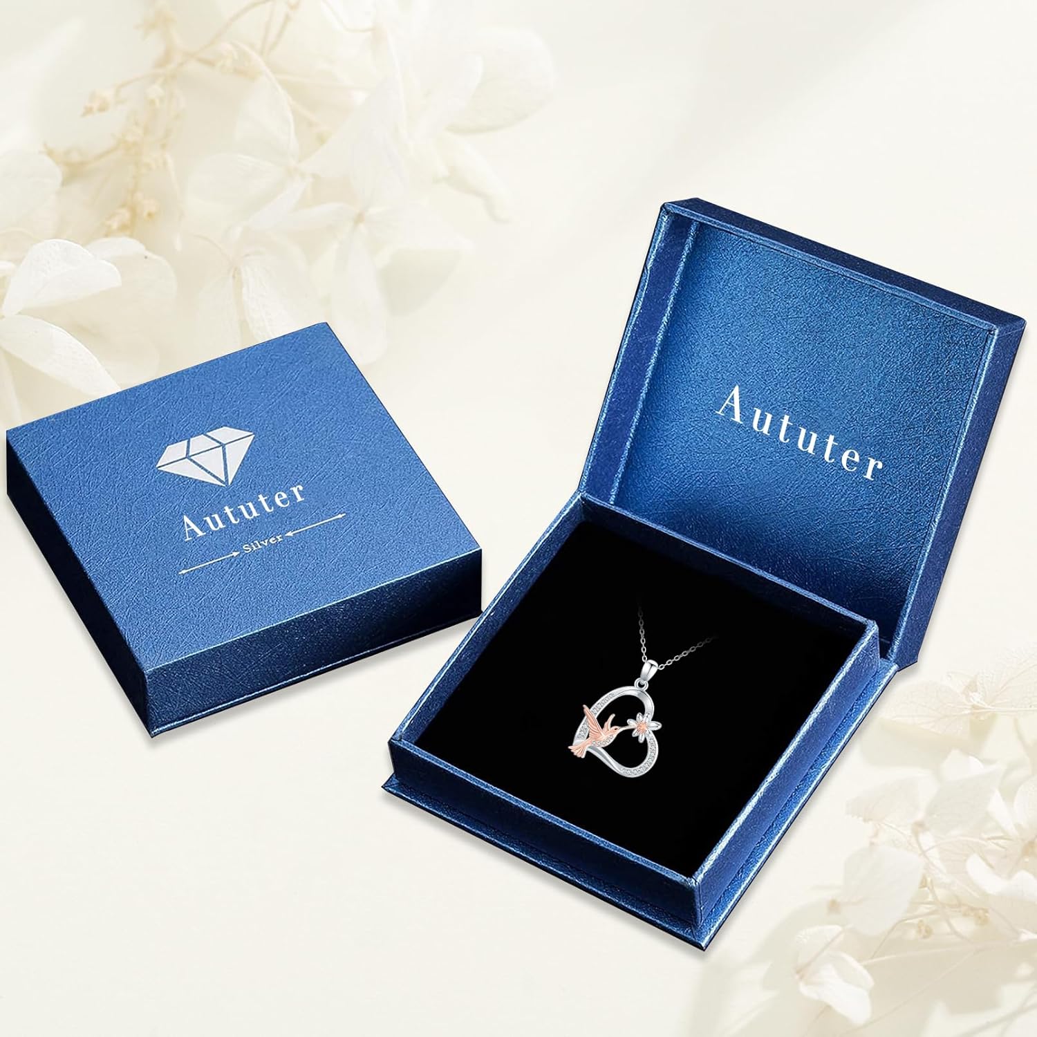 Sterling Silver Flower Bird Necklace - Animal Pendant Cross Bird Heart Flower Hummingbird Jewelry for Women - Image 7