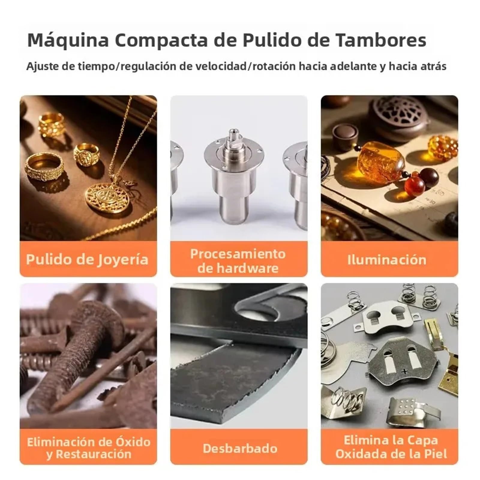 Pulidora de joyas, Pulidora de joyas con tambor goma, pulidora rotativa for oro, plata, metal, jade, domésticas pequeñas