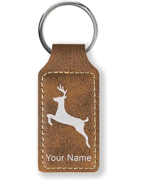 LaserGram Rectangle Keychain, Deer, Personalized Engraving Included