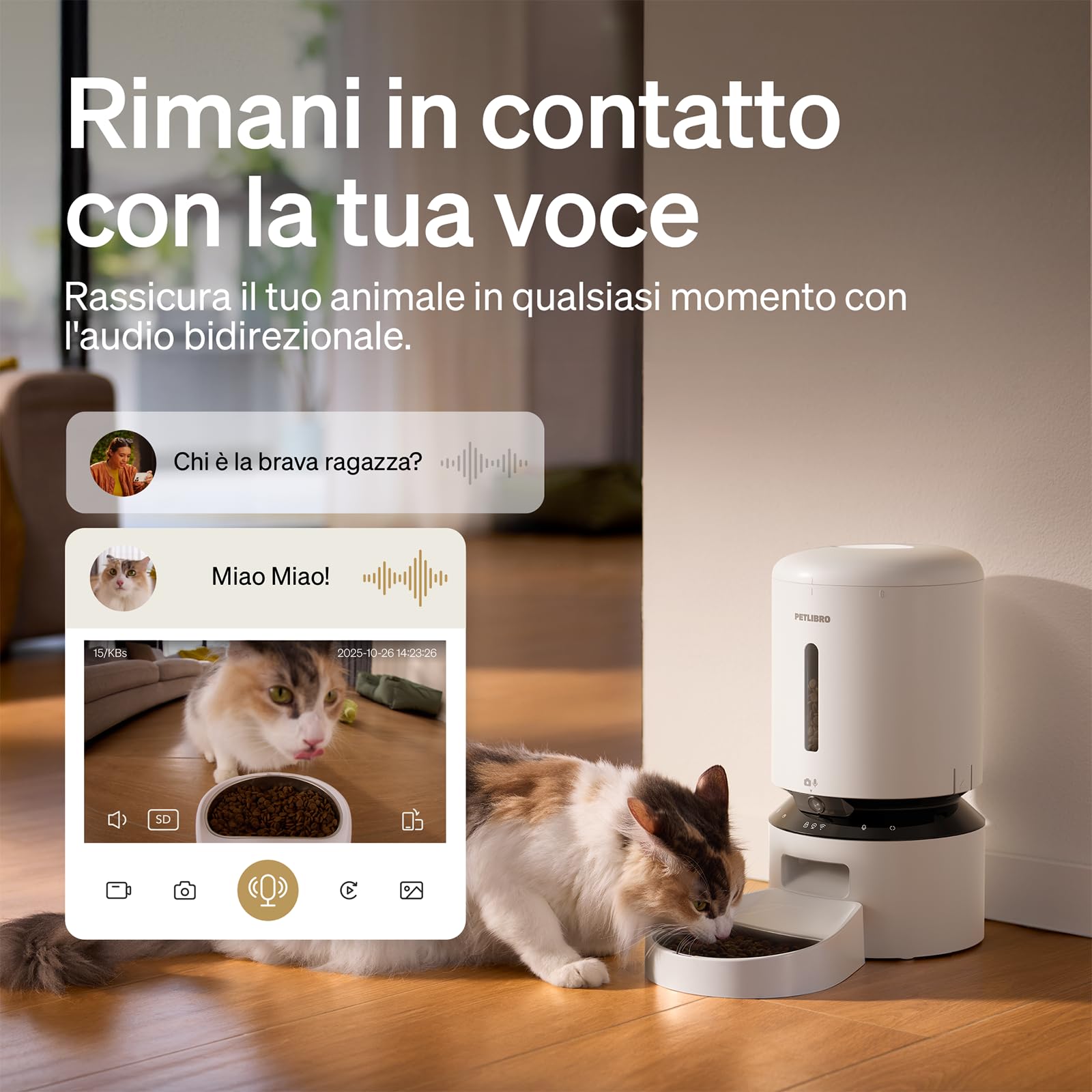 PETLIBRO Mangiatoia Automatica per Gatti da 5 Litri con APP - Mangiatoia per Cani WiFi 5G e 2.4G Sensore Cibo Basso e Blocco